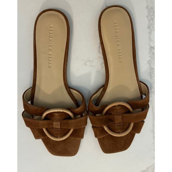 Veronica Beard Brown Sandals with Gold Accent - Picture 3 of 10
